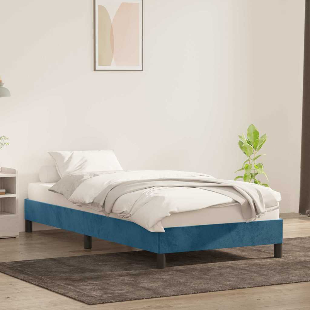 Bed frame without mattress dark blue 80x210 cm velvet