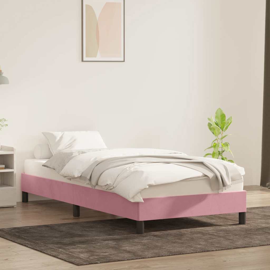 Bed frame without mattress pink 90x210 cm velvet