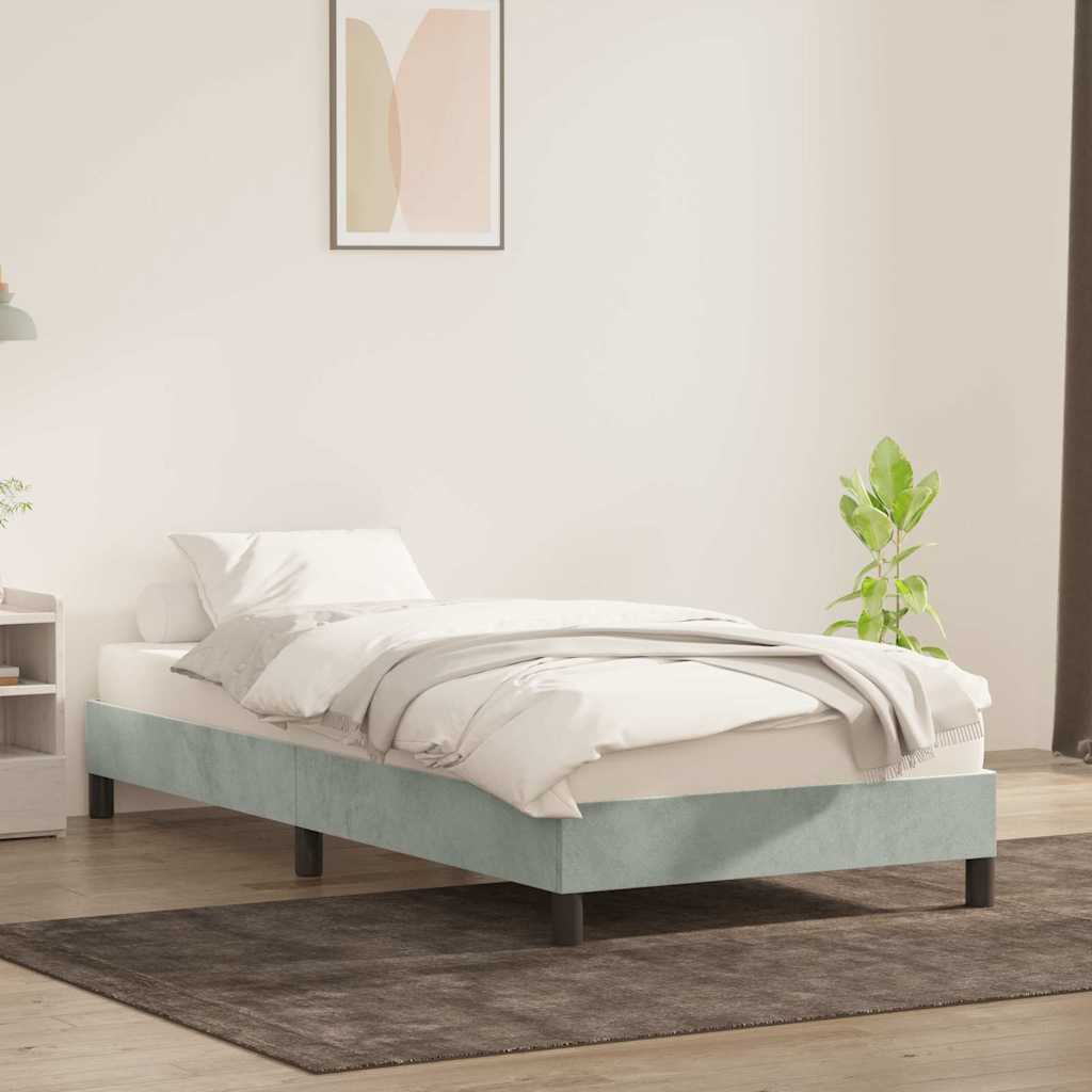 Bed frame without mattress light grey 100x210 cm velvet