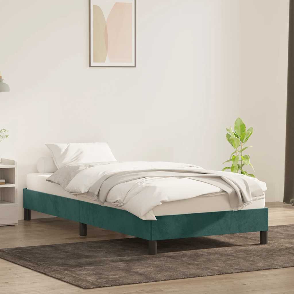 Bed frame without mattress dark green 100x210 cm velvet