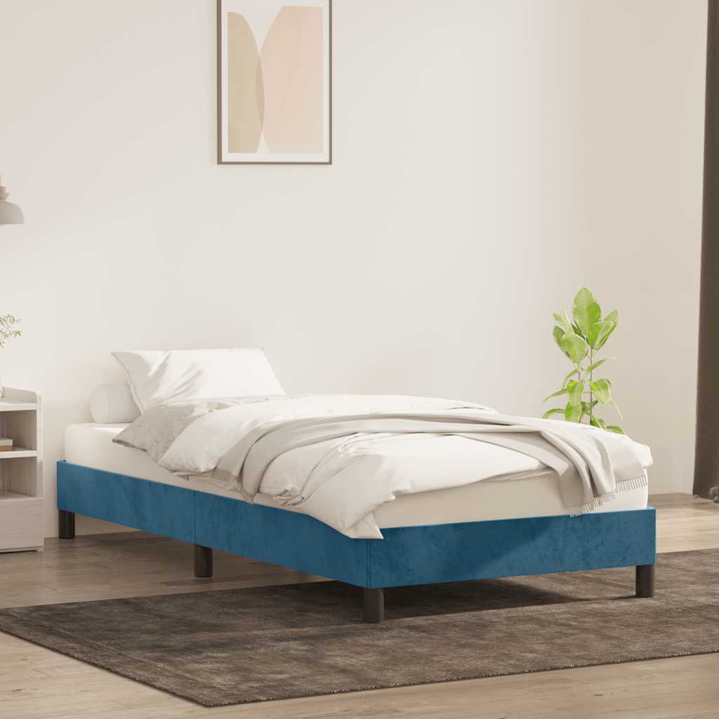 Bed frame without mattress dark blue 100x210 cm velvet