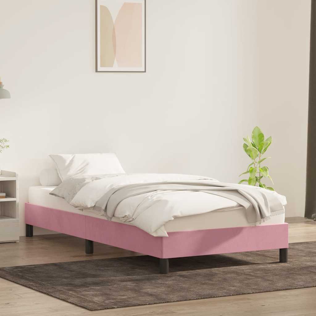 Bed frame without mattress pink 100x210 cm velvet