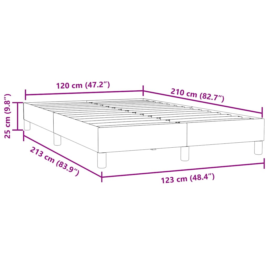 Bed frame without mattress light grey 120x210 cm velvet