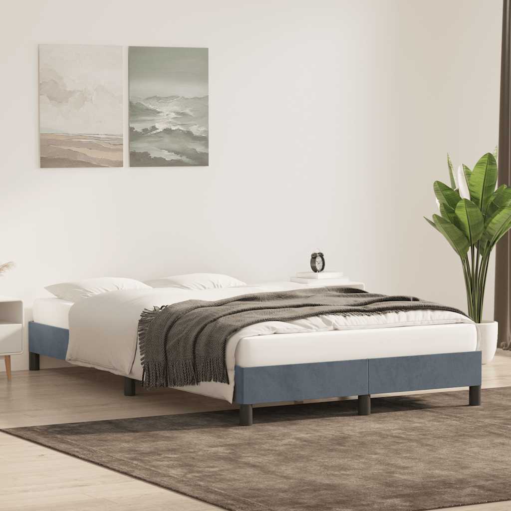 Bed frame without mattress dark grey 120x210 cm velvet