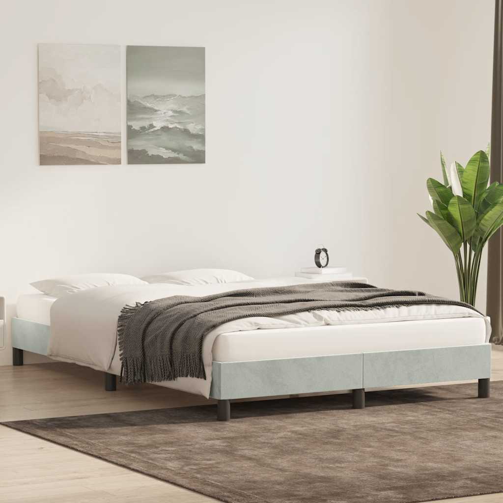 Bed frame without mattress light grey 140x210 cm velvet