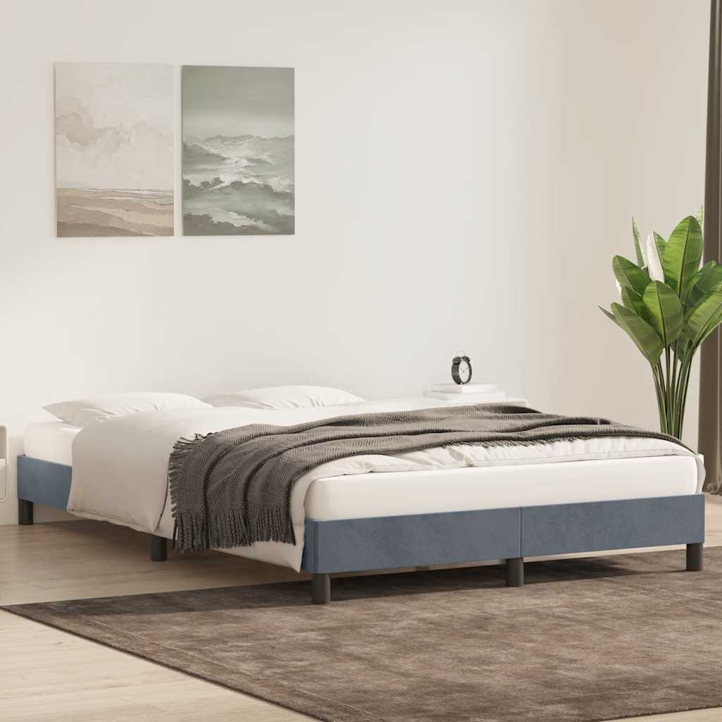 Bed frame without mattress dark grey 140x210 cm velvet