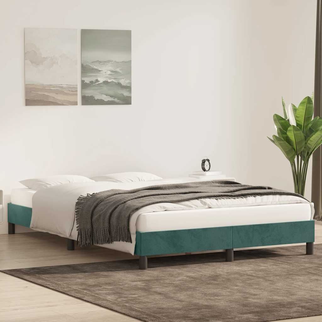 Bed frame without mattress dark green 140x210 cm velvet