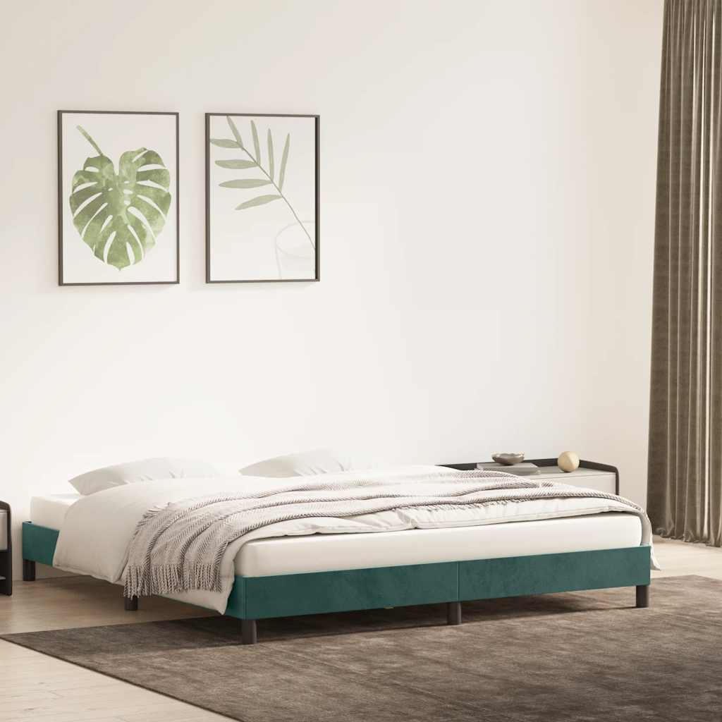 Bed frame without mattress dark green 200x210 cm velvet