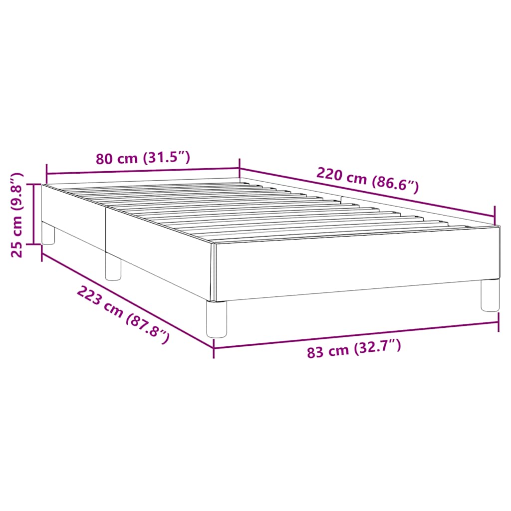 Bed frame without mattress dark grey 80x220 cm velvet