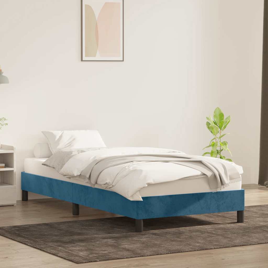 Bed frame without mattress dark blue 80x220 cm velvet