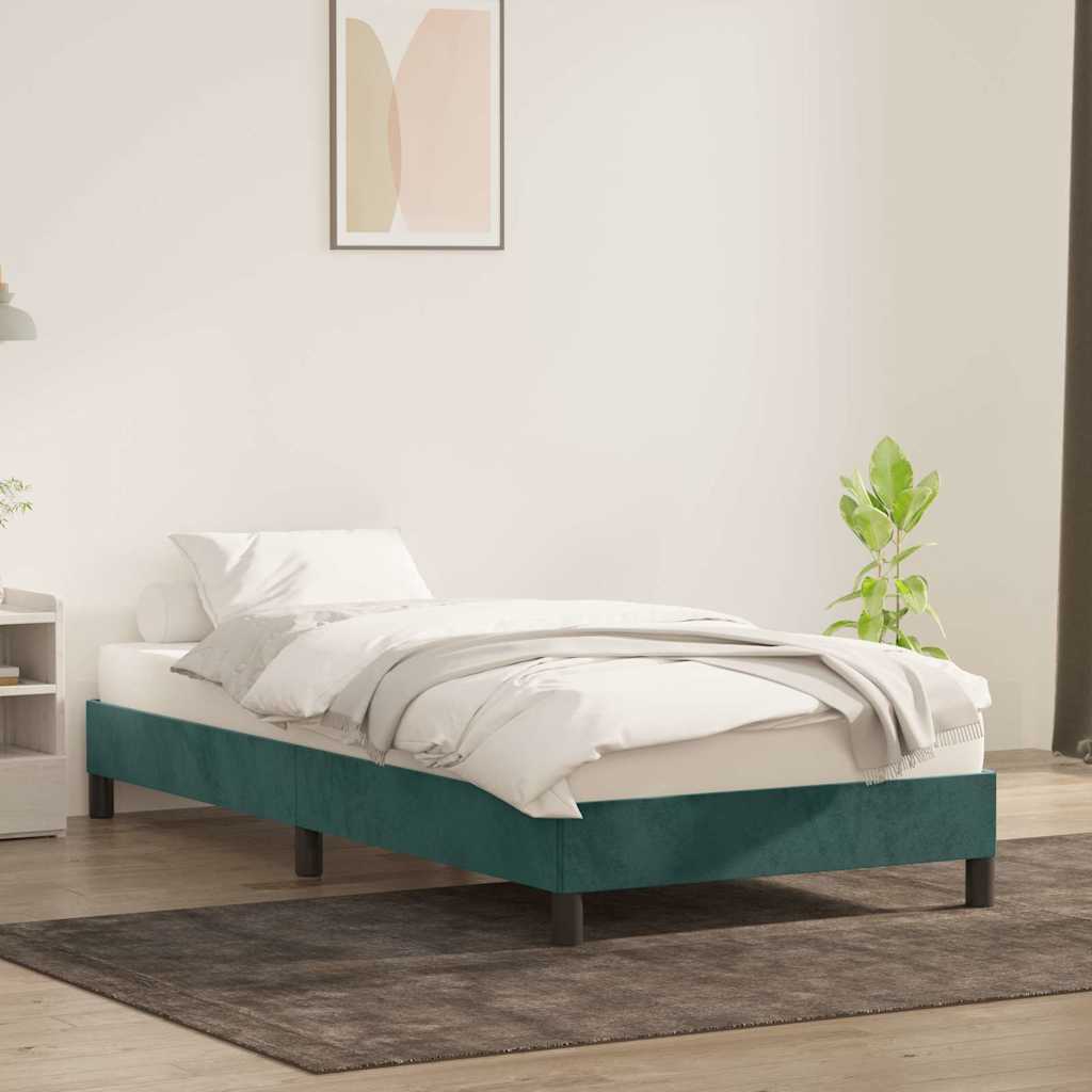 Bed frame without mattress dark green 90x220 cm velvet