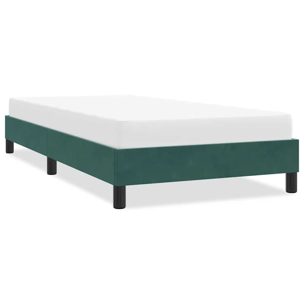 Bed frame without mattress dark green 100x220 cm velvet