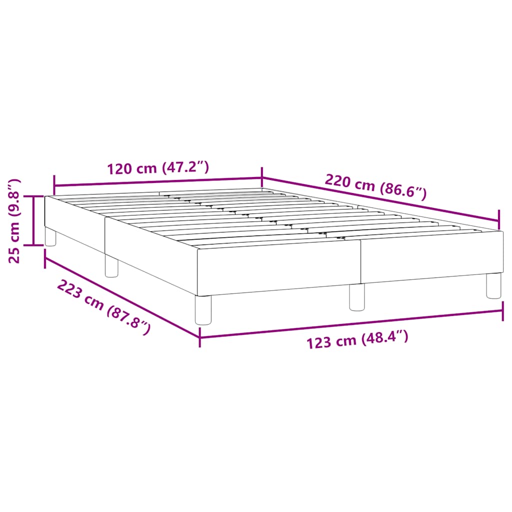 Bed frame without mattress light grey 120x220 cm velvet