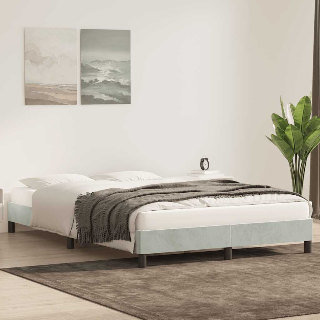 Bed frame without mattress light grey 140x220 cm velvet