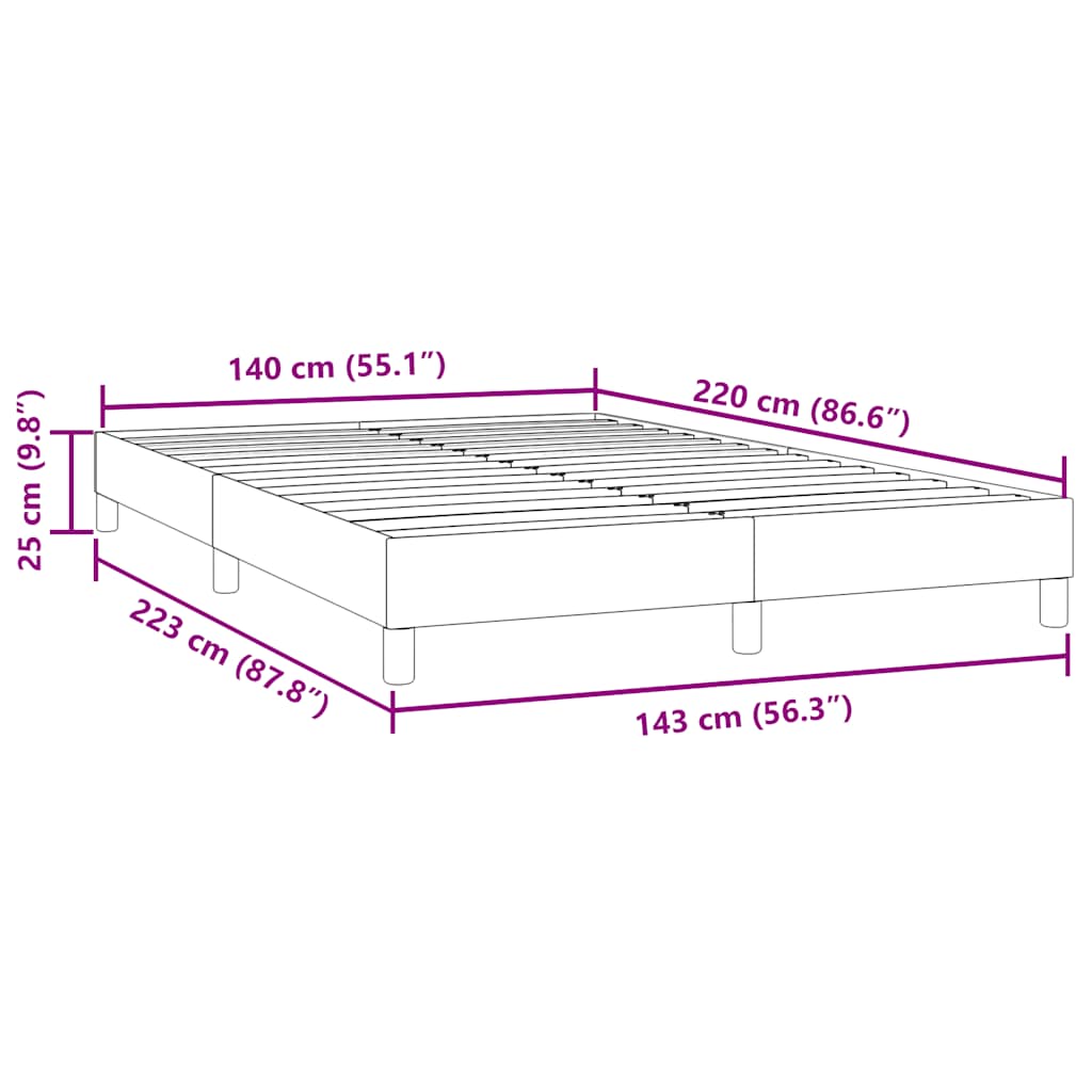 Bed frame without mattress light grey 140x220 cm velvet