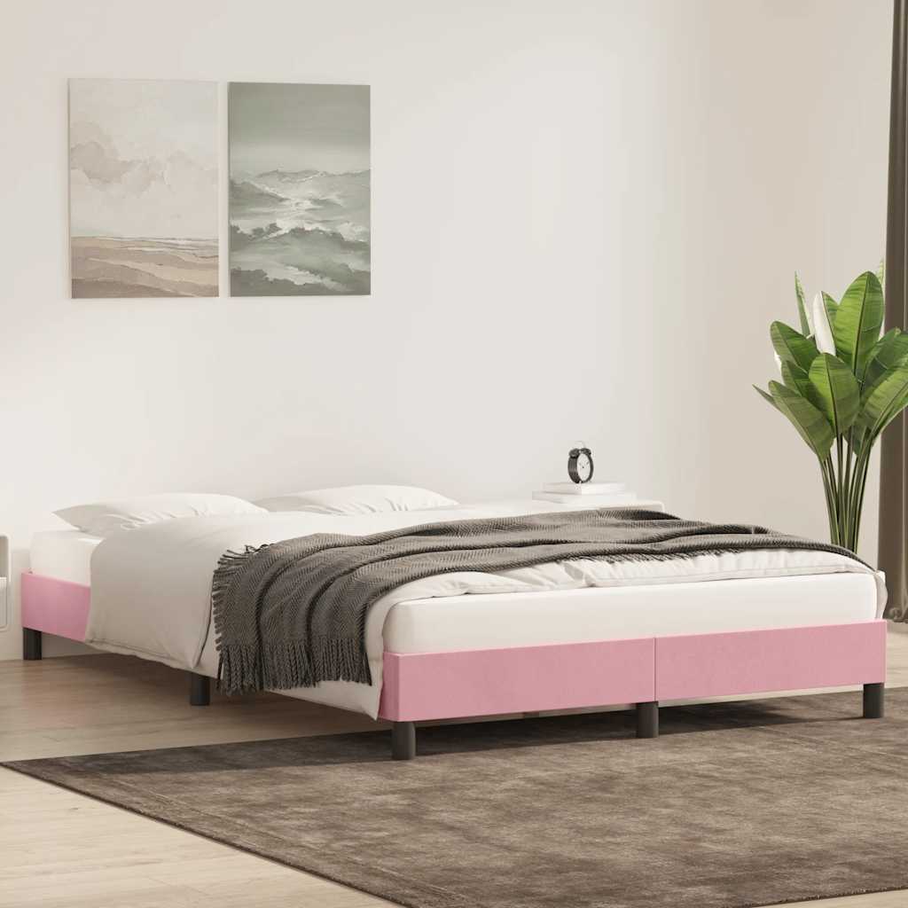 Bed frame without mattress pink 140x220 cm velvet