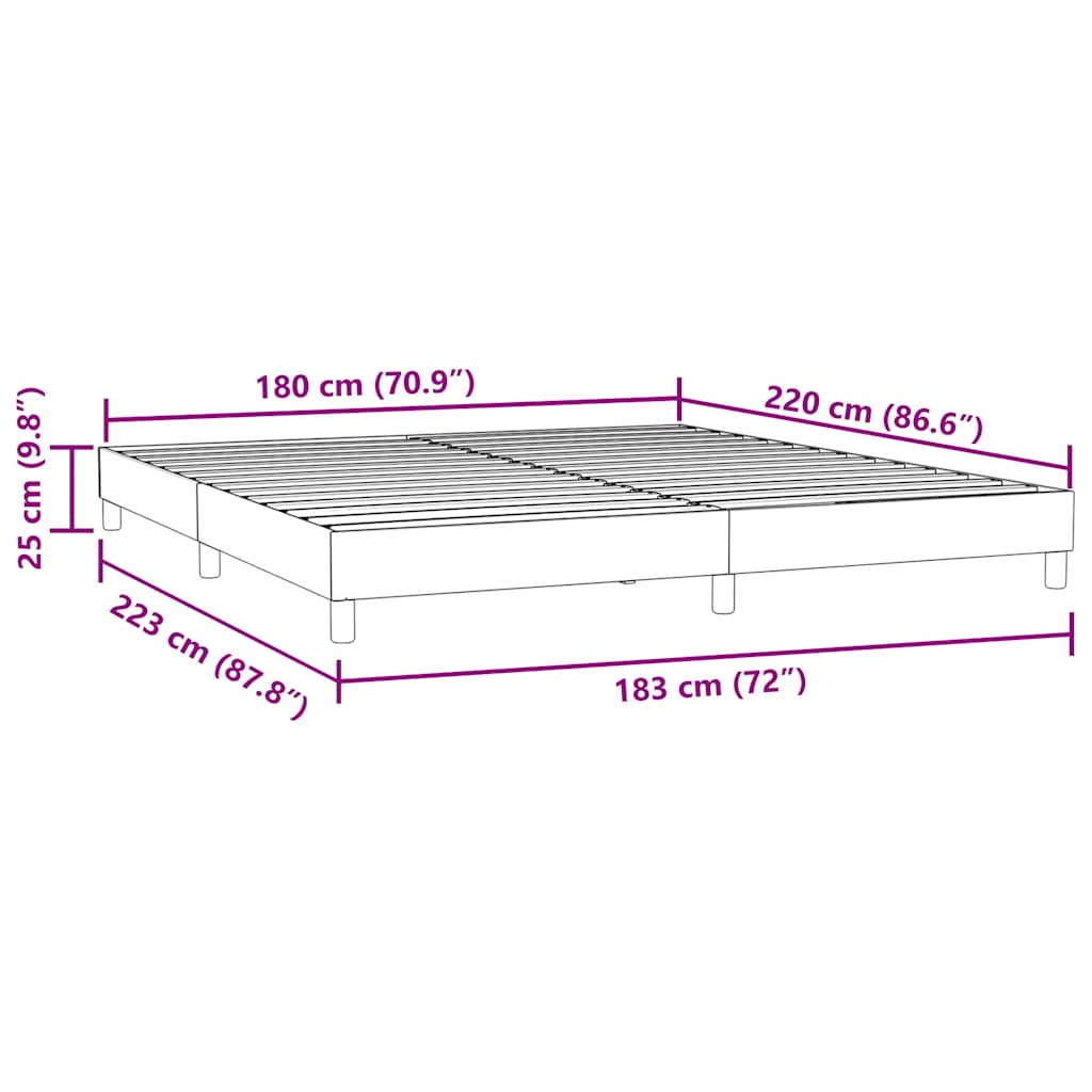 Bettgestell ohne Matratze Hellgrau 180x220 cm Samt