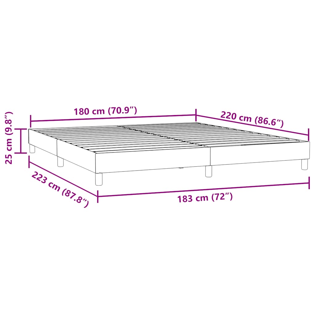 Bettgestell ohne Matratze Dunkelgrau 180x220 cm Samt