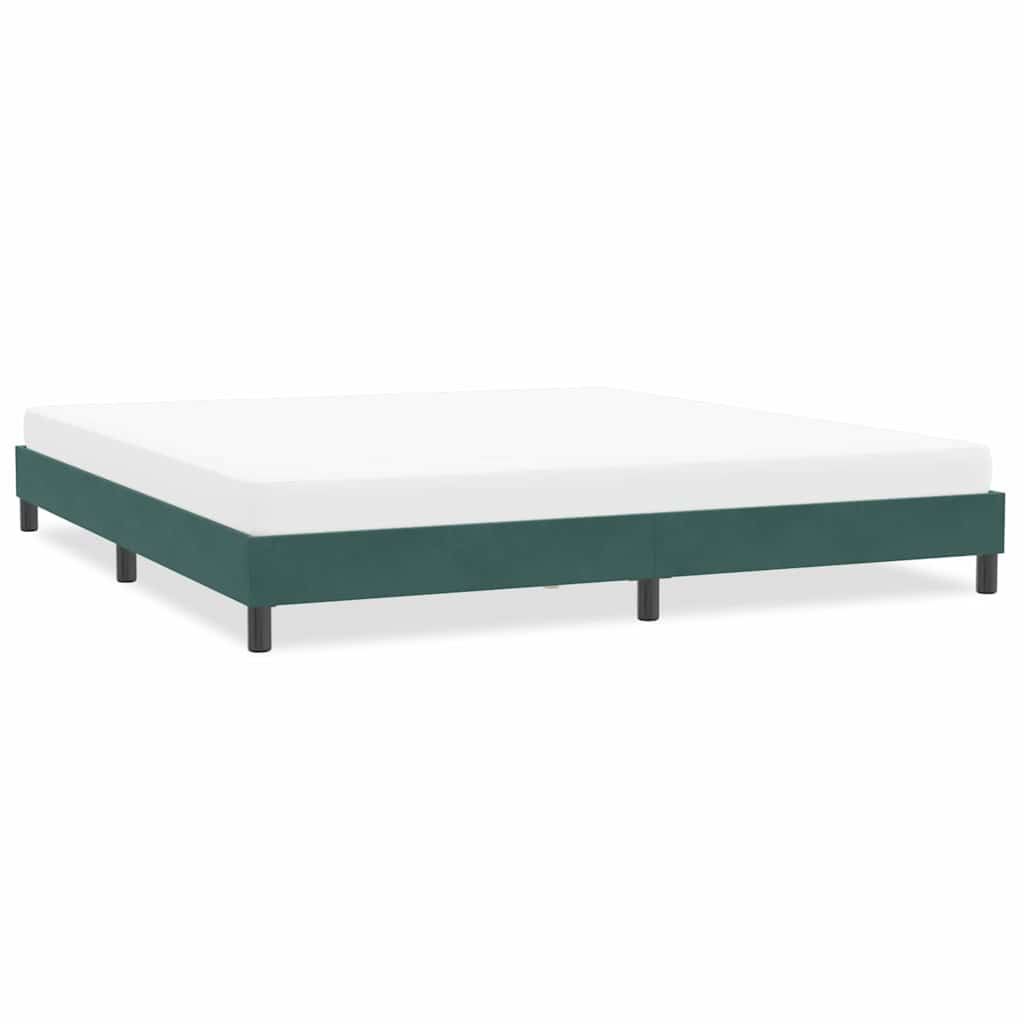 Bed frame without mattress dark green 200x220 cm velvet