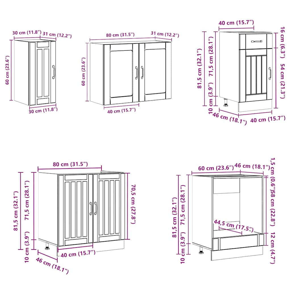 8-tlg. Küchenschrank-Set Kalmar Artisan-Eiche Holzwerkstoff