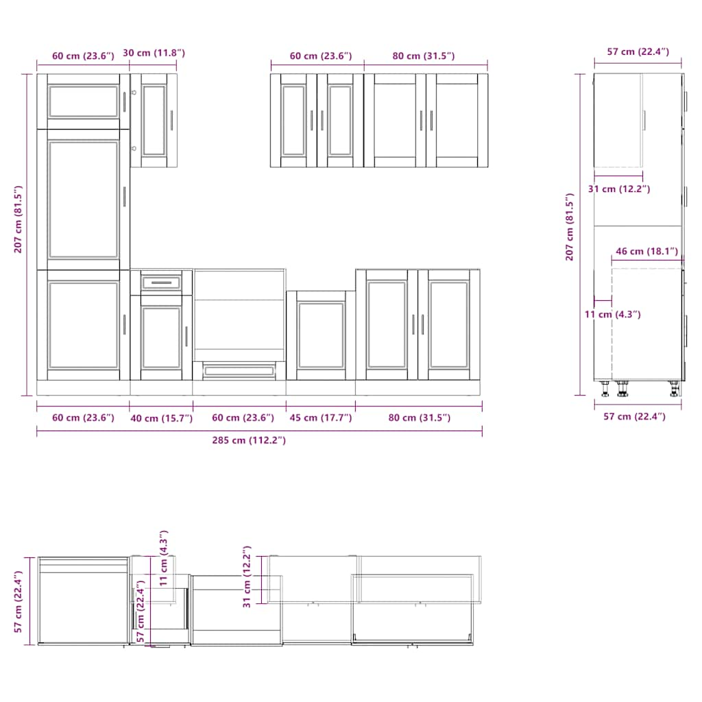 8-tlg. Küchenschrank-Set Kalmar Weiß Holzwerkstoff