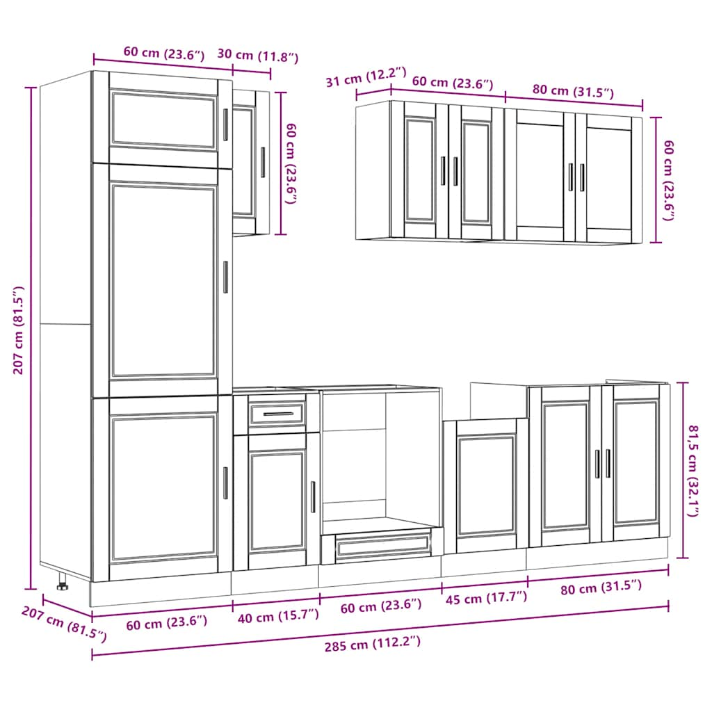 8-tlg. Küchenschrank-Set Kalmar Weiß Holzwerkstoff