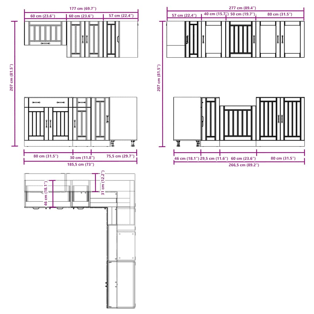 11-tlg. Küchenschrank-Set Lucca Weiß Holzwerkstoff