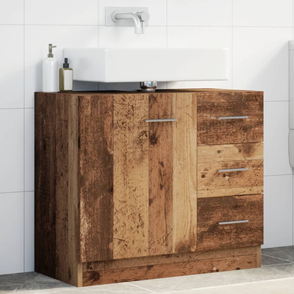 Washbasin base cabinet old wood look 63x30x54 cm wood material