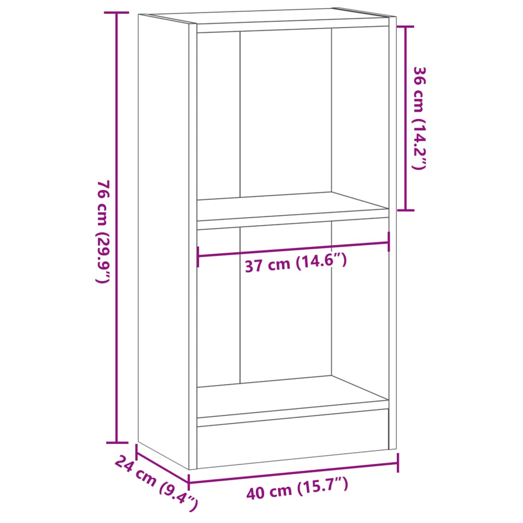 Bookshelf Smoked Oak 40x24x76 cm Wood Material