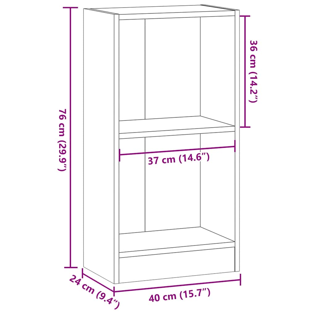 Bookshelf Gray Sonoma 40x24x76 cm Wood Material