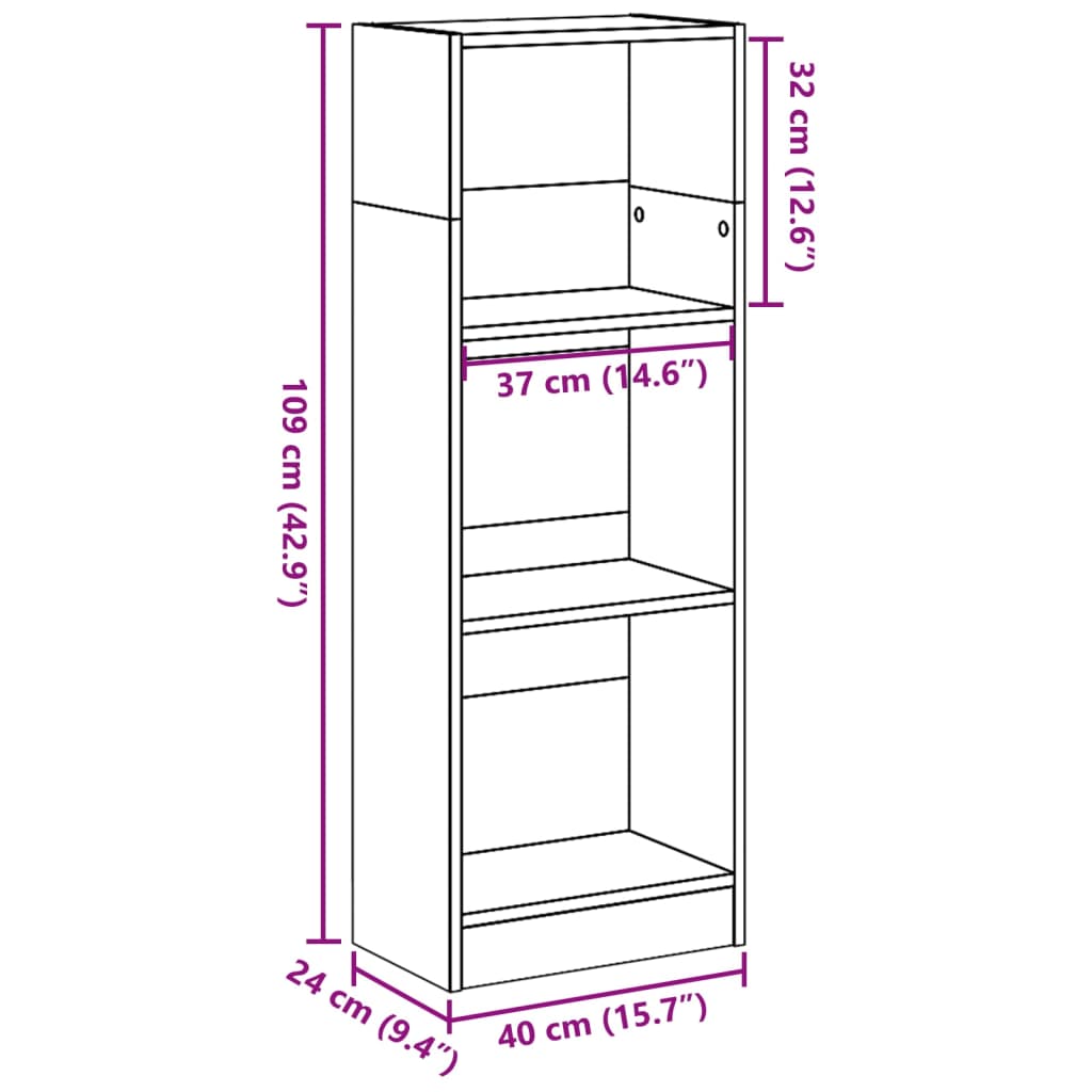 Bookshelf White 40x24x109 cm Wood Material