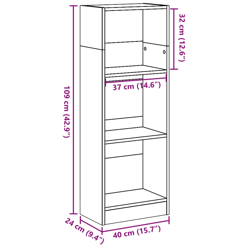 Bookshelf Sonoma Oak 40x24x109 cm Wood Material