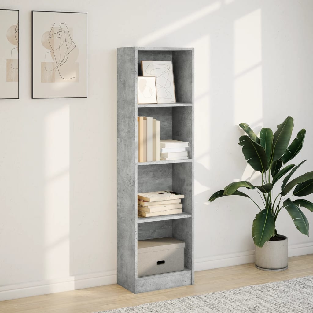 Bookshelf Concrete Grey 40x24x143 cm Wood Material