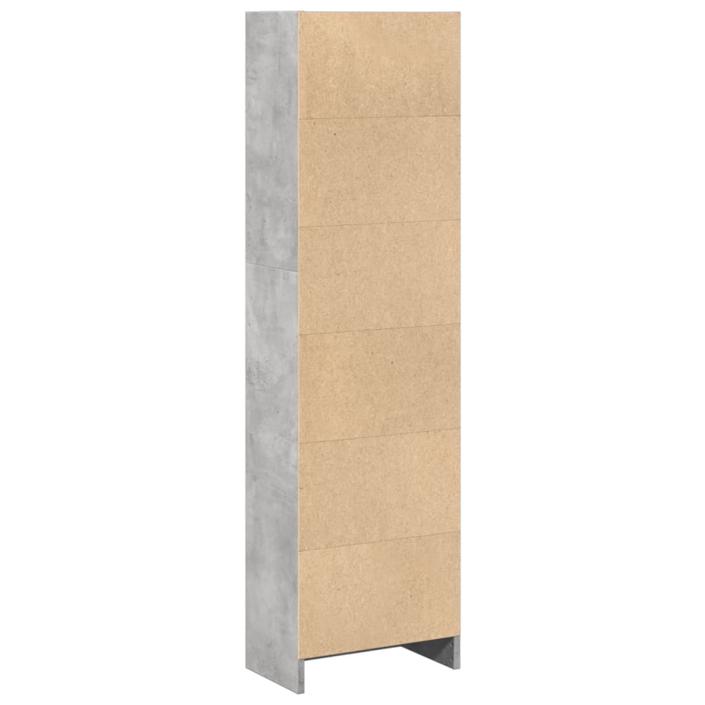 Bookshelf Concrete Grey 40x24x143 cm Wood Material