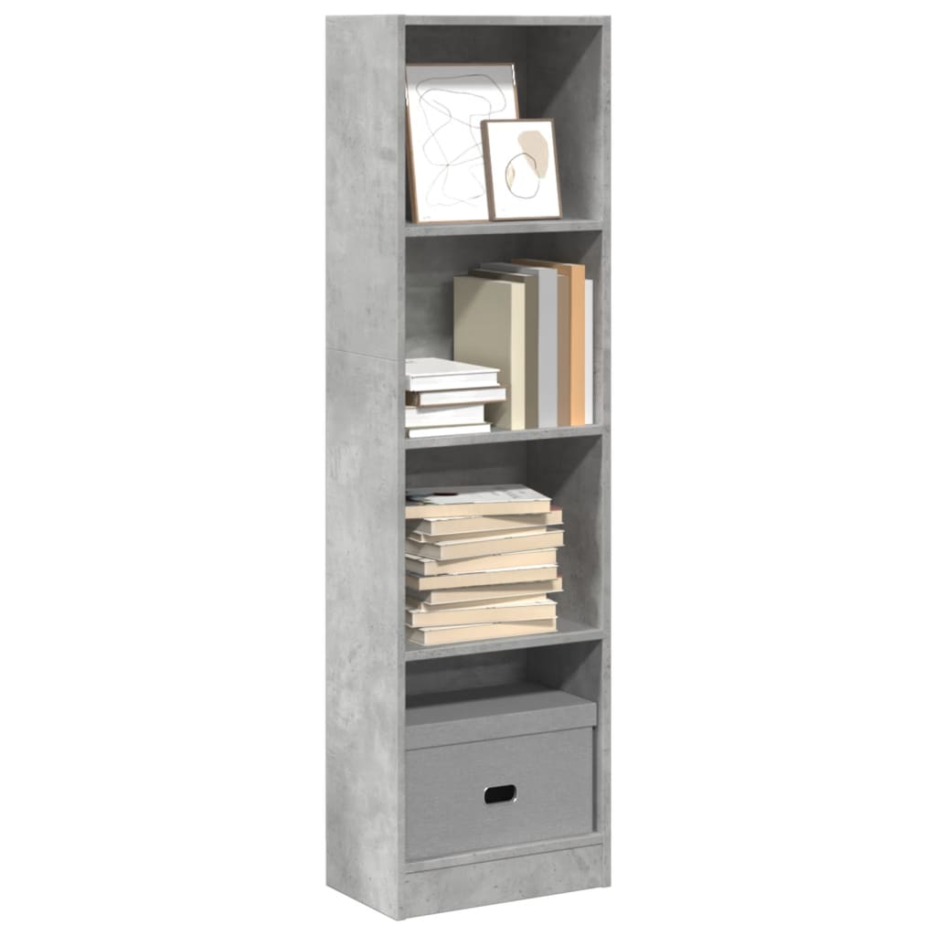 Bookshelf Concrete Grey 40x24x143 cm Wood Material