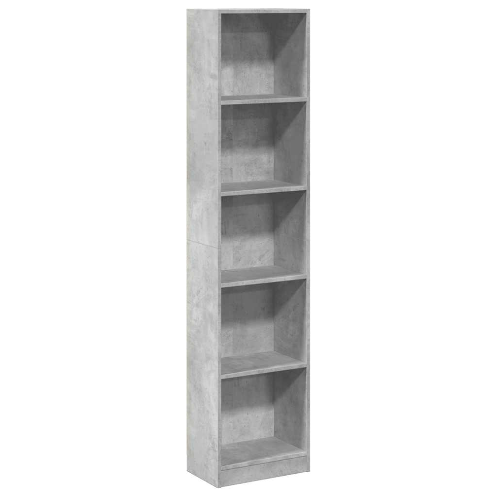 Bookshelf Concrete Grey 40x24x176 cm Wood Material