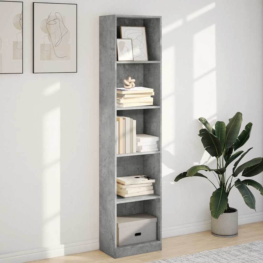 Bookshelf Concrete Grey 40x24x176 cm Wood Material