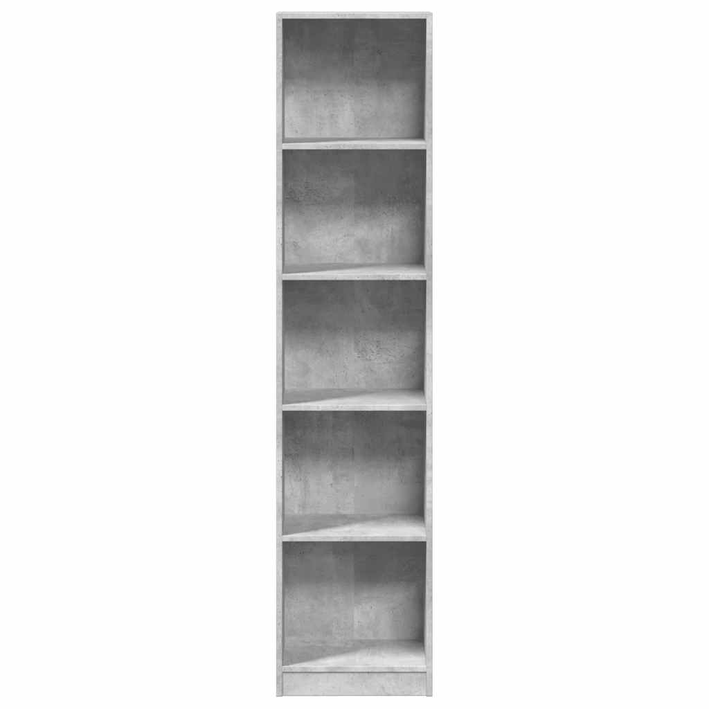 Bookshelf Concrete Grey 40x24x176 cm Wood Material