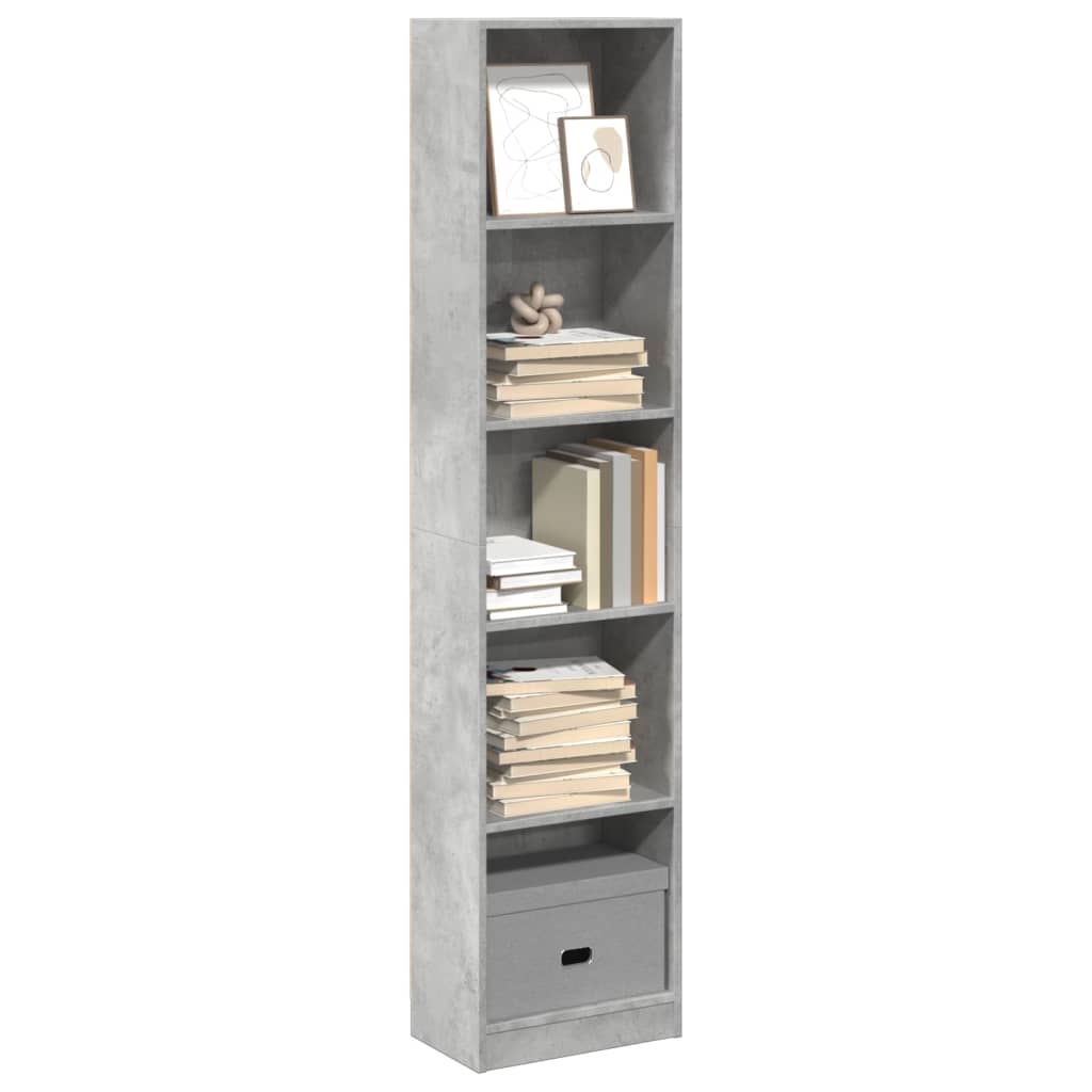 Bookshelf Concrete Grey 40x24x176 cm Wood Material