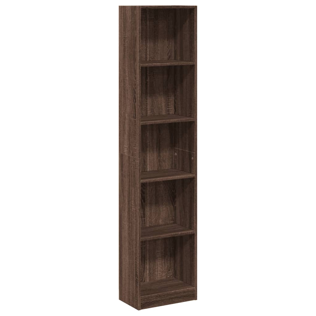 Bookshelf Brown Oak Look 40x24x176 cm Wood Material