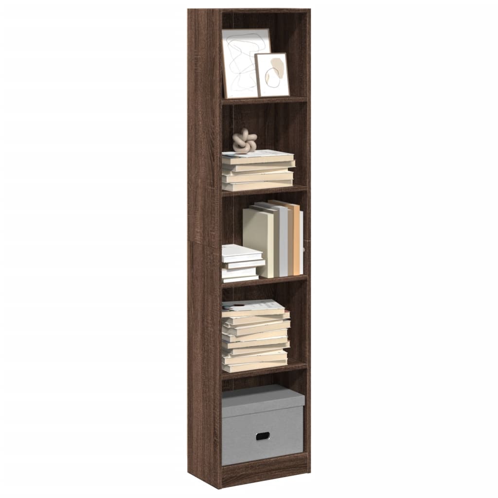 Bookshelf Brown Oak Look 40x24x176 cm Wood Material