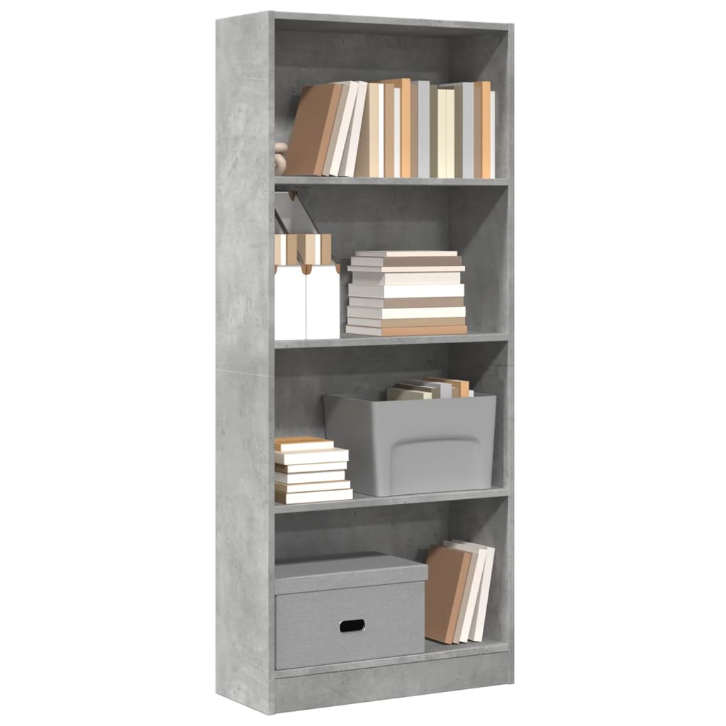 Bookshelf Concrete Grey 60x24x143 cm Wood Material