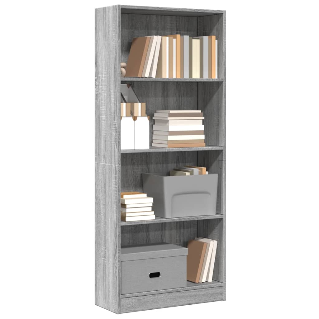 Bookshelf Gray Sonoma 60x24x143 cm Wood Material