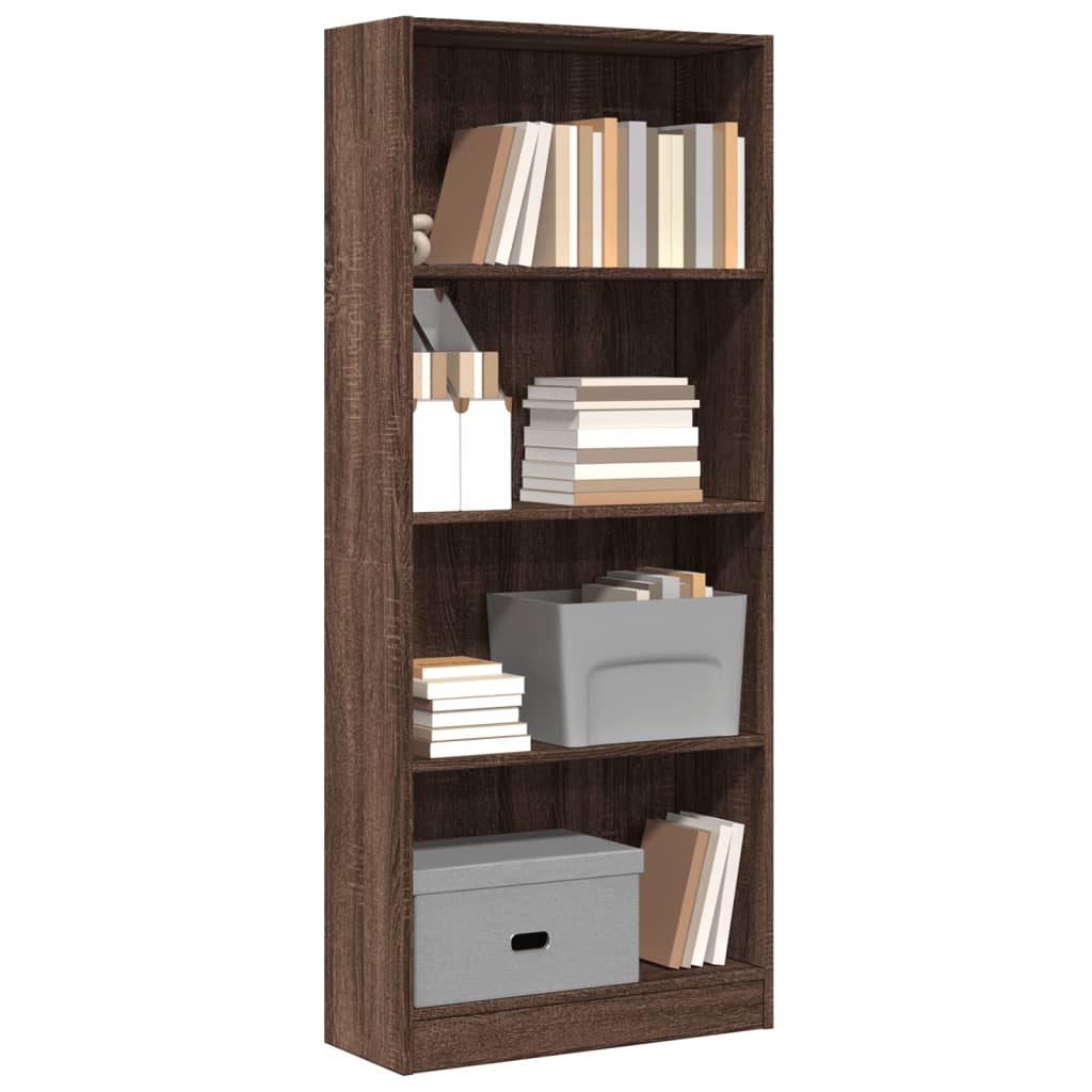 Bookshelf Brown Oak Look 60x24x143 cm Wood Material