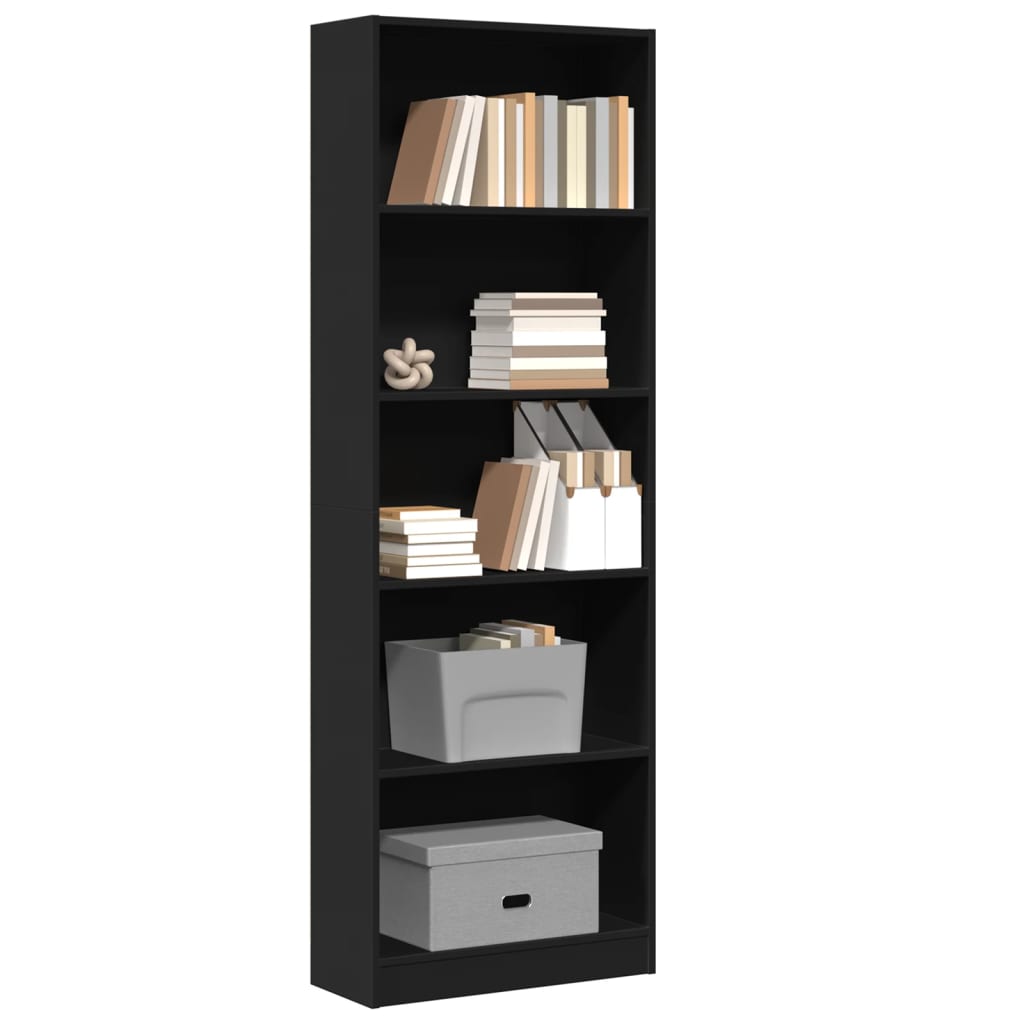 Bookshelf Black 60x24x176 cm Wood Material