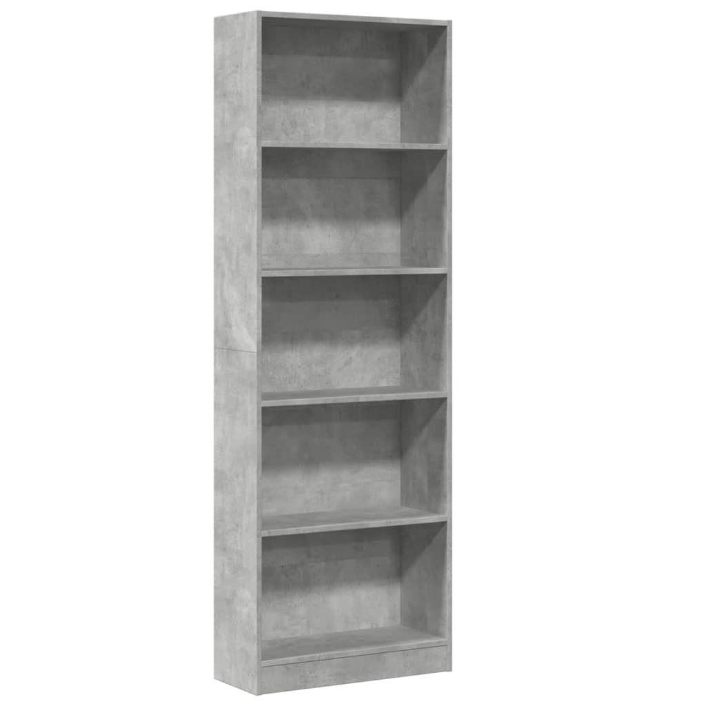 Bookshelf Concrete Grey 60x24x176 cm Wood Material