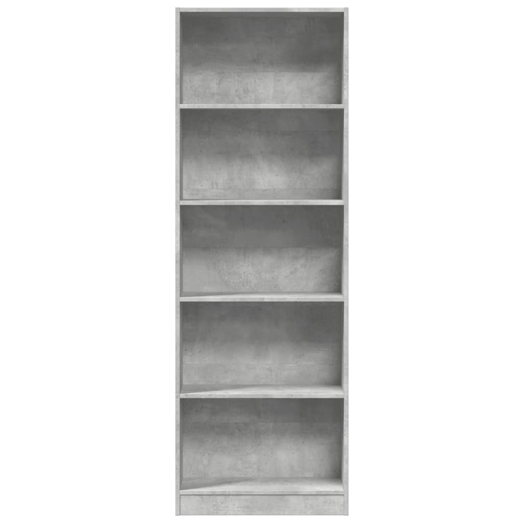 Bookshelf Concrete Grey 60x24x176 cm Wood Material