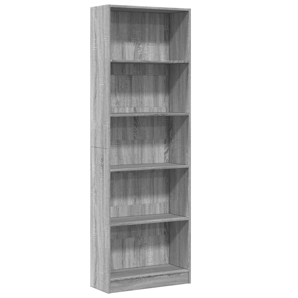 Bücherregal Grau Sonoma 60x24x176 cm Holzwerkstoff