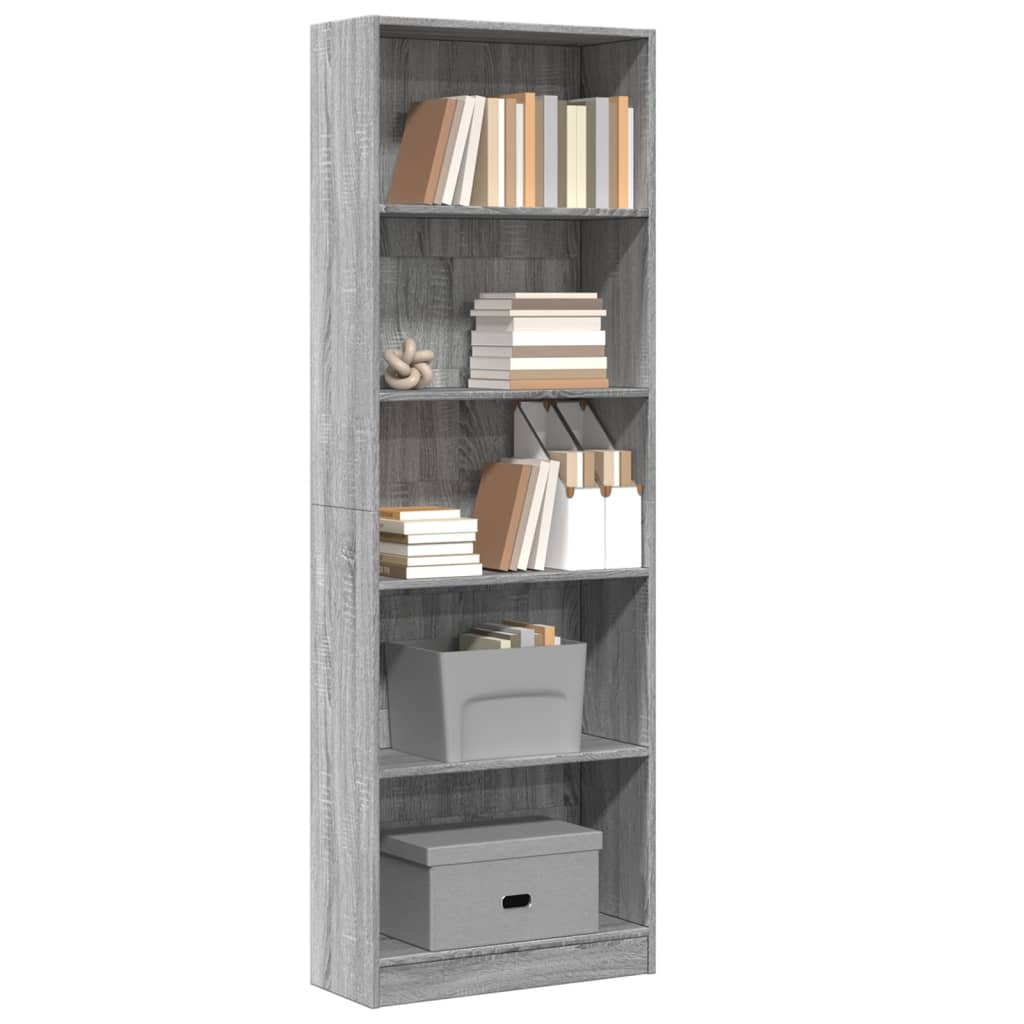 Bookshelf Gray Sonoma 60x24x176 cm Wood Material