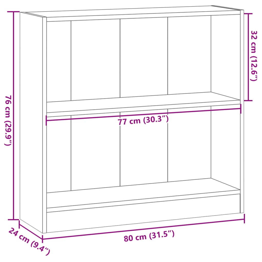 Bookshelf Gray Sonoma 80x24x76cm Wood Material